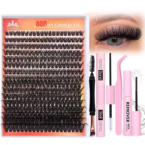 Kit de extensión de pestañas gruesas, kit de extensión de pestañas de visón esponjoso con unión de pestañas y removedor de pestañas de sellado,