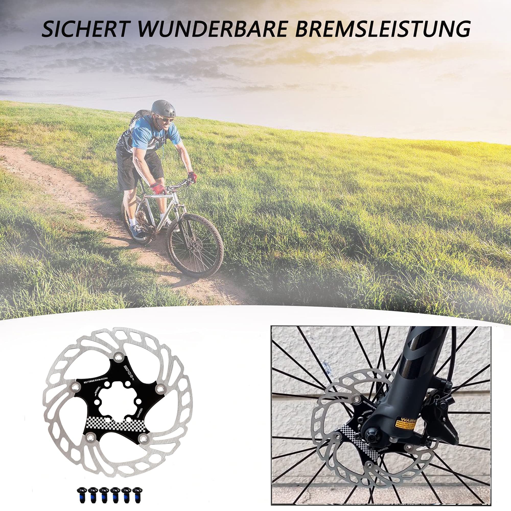 Sisinkal Fahrrad Bremsscheibe 180mm - Edelstahl Scheibenbremse Blau Für Mountainbike