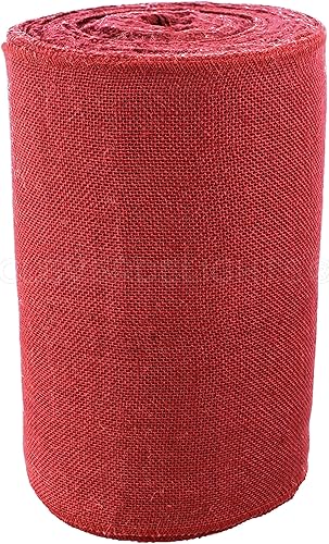 Miniatura 2 de CleverDelights Rollo de arpillera roja prémium de 12 pulgadas, 50 yardas, bordes acabados sin deshilacharse, tela de arpillera de yute natural