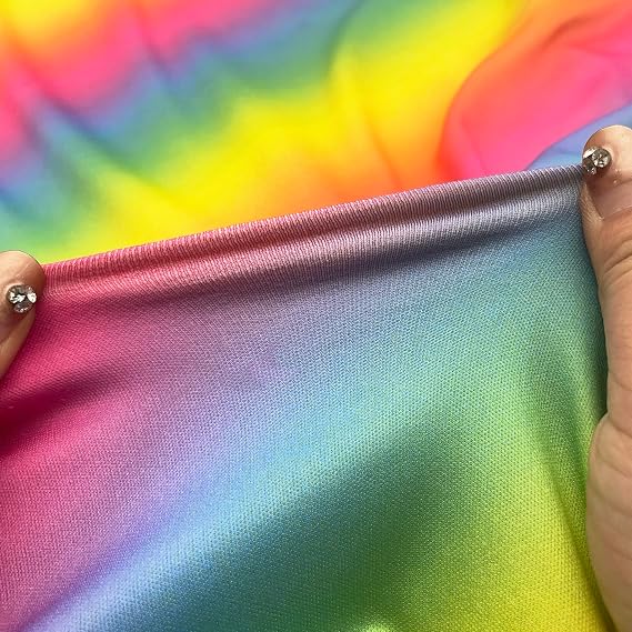 Baby Rainbow Starfish Print Double Brushed Polyester Fabric Soft Smooth 4-Way Stretch Knit Fabric For The Yard Dress Sewing 3#