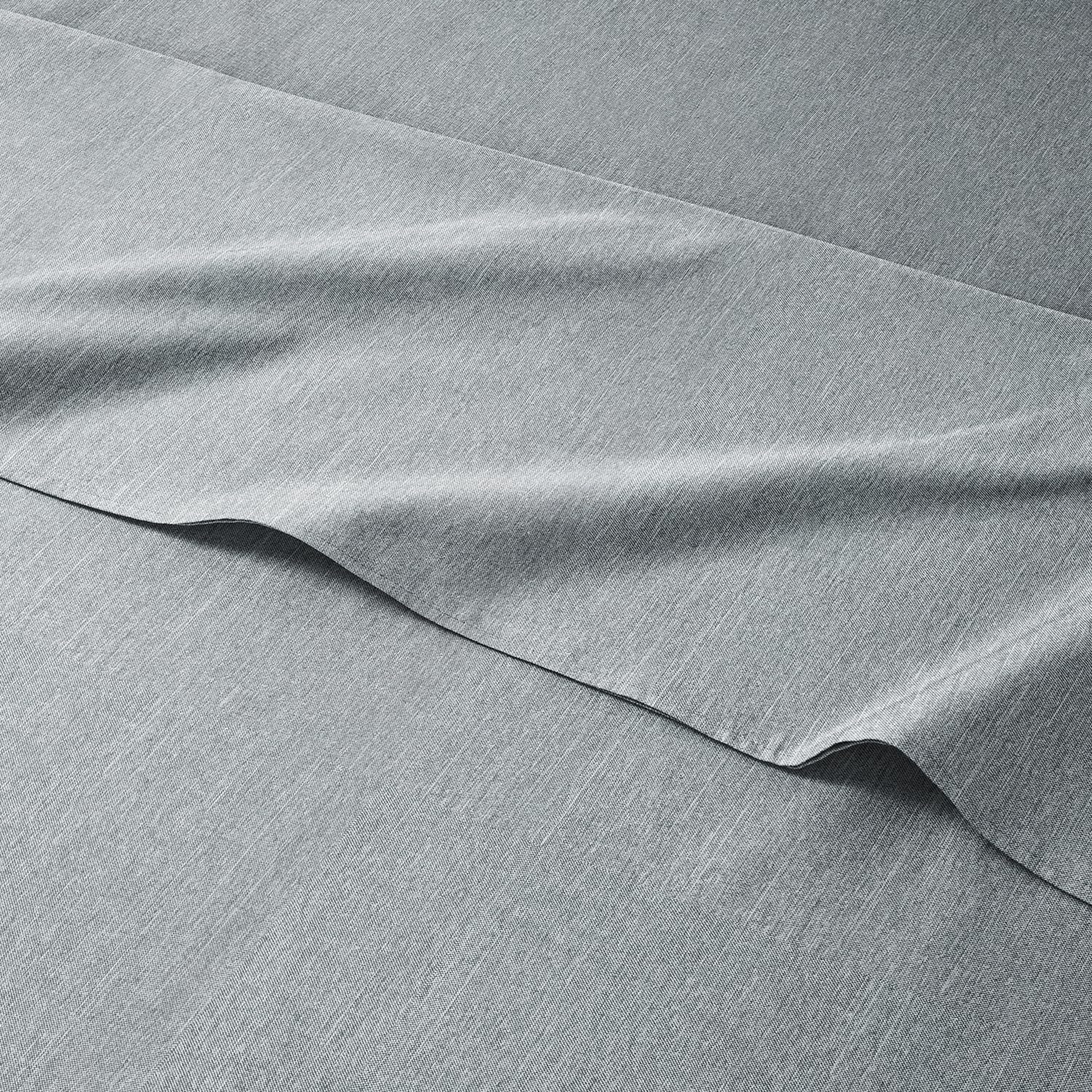 King Size 4 Piece Bedding Sheet Set - Breathable & Cooling - Hotel Luxury Bed Sheet Set - Easy Fit, Soft, Wrinkle Free & Comfy Blue Heathered Oeko-Tex Bedding Sheets - Deep Pockets 4 Piece Sheet Set