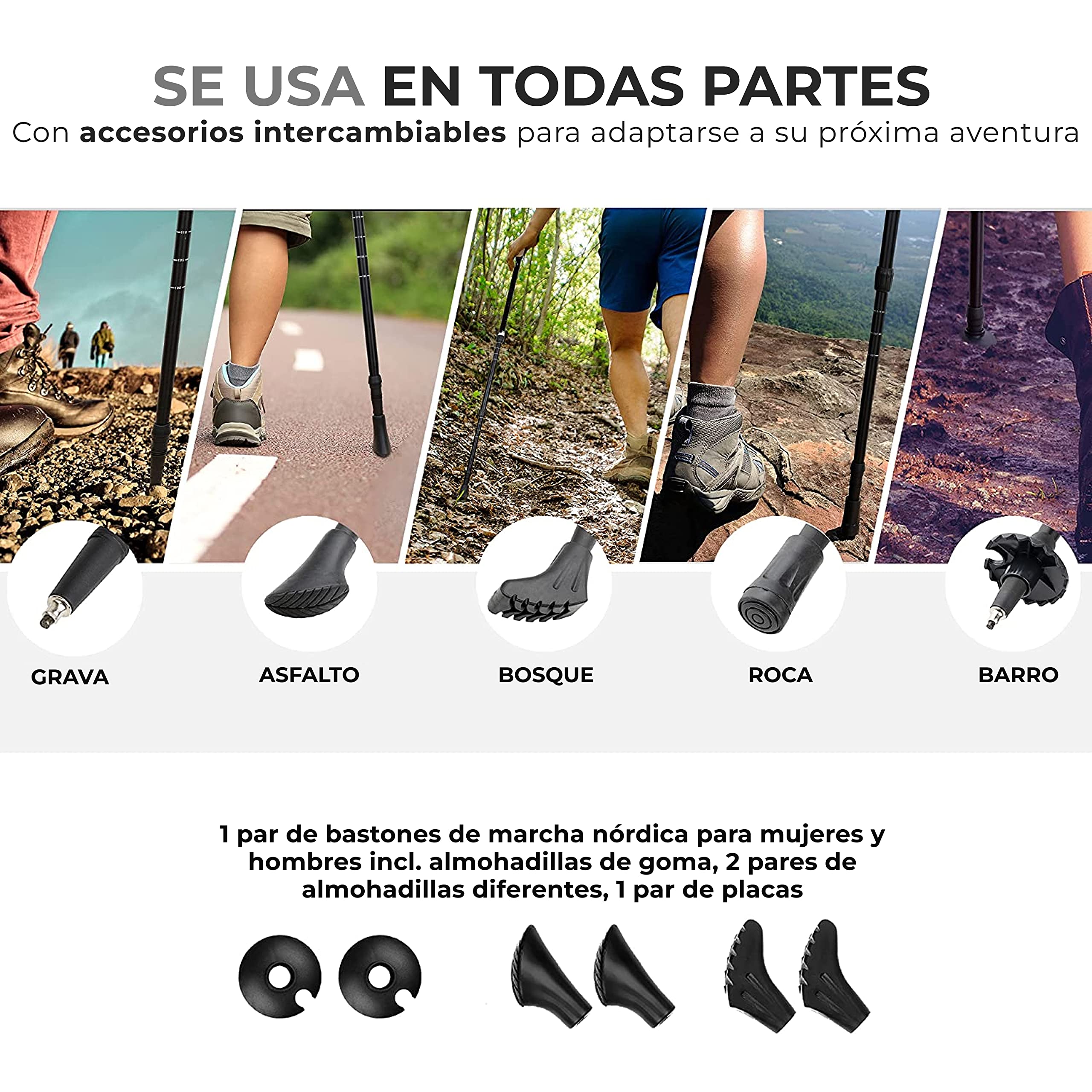 ATTRAC Bastones Marcha nórdica »Clásicos« con Sistema telescópico, antichoque y „Click & Go“ de Las dragoneras - Empuñadura en Corcho + PDF Workout