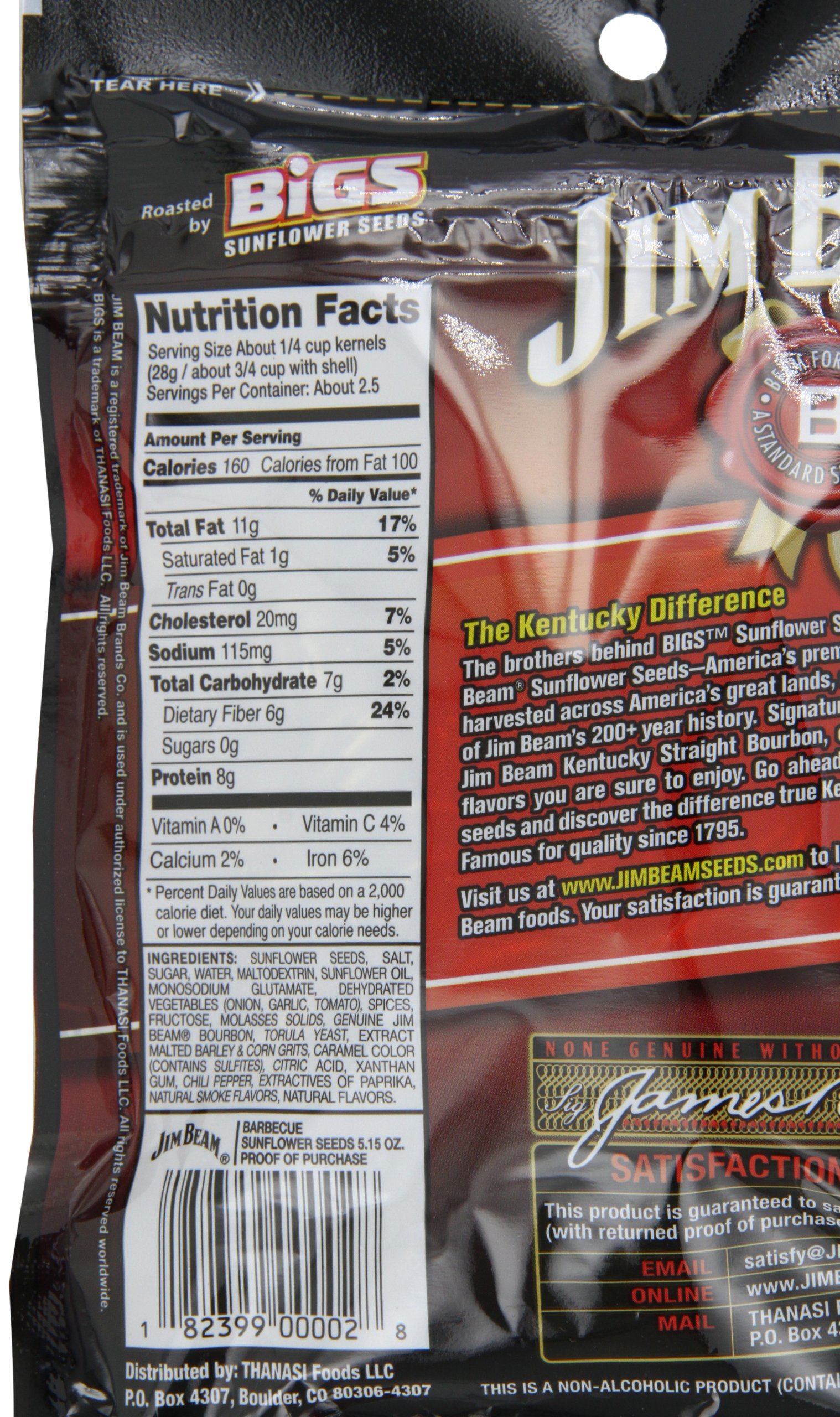 Jim Beam Barbecue Sunflower Seeds "Roasted by BIGS", 5.15Ounce Bag