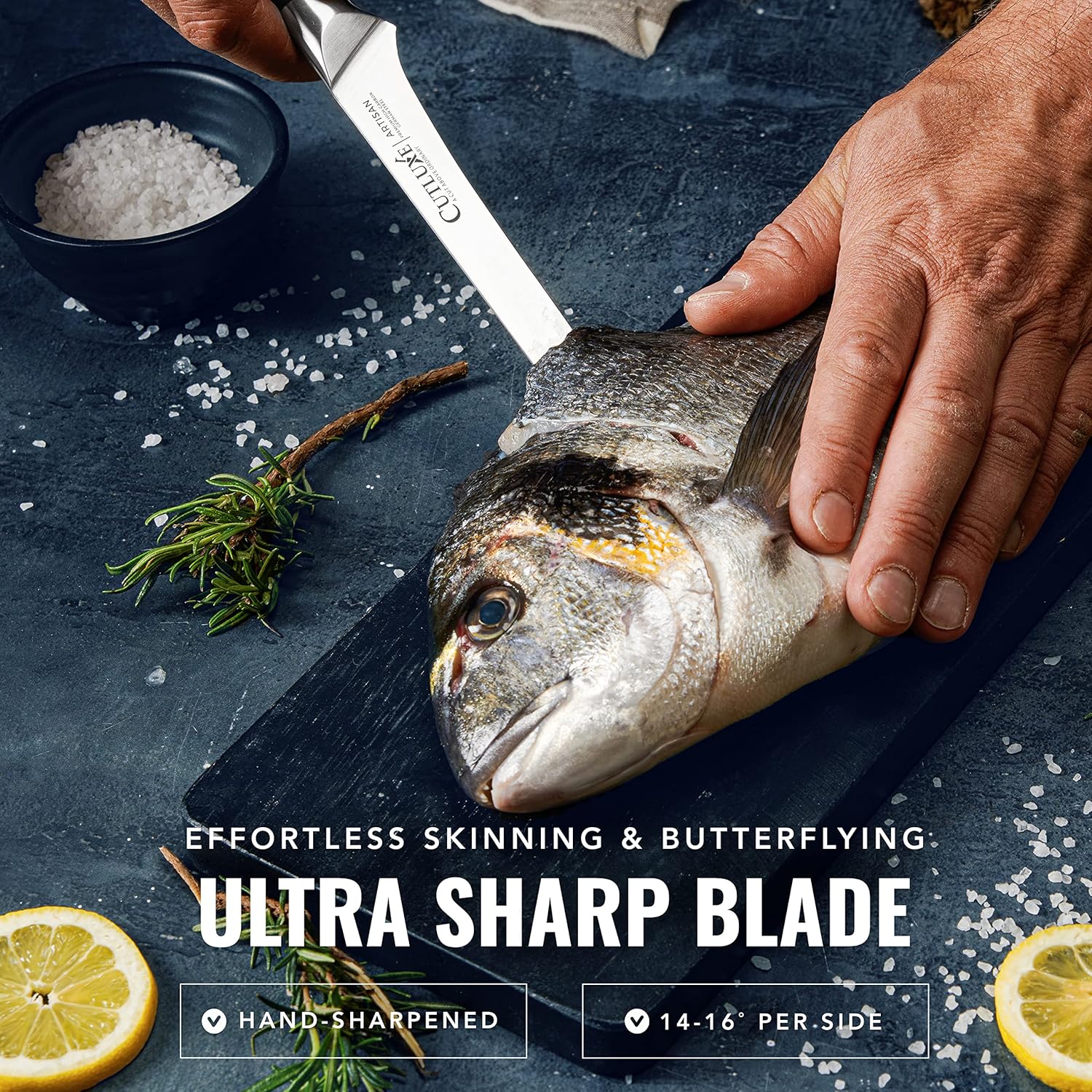 Cutluxe Boning Knife – 6" Razor Sharp Fillet – High Carbon German Steel – Full Tang Ergonomic Handle Design, Grilling Gifts for Men – Artisan Series - Image 3