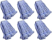 Vista 8 de Cabezales de repuesto para trapeador de cuerda de algodón azul de grado comercial, extremo con bucle, limpieza industrial húmeda, repuestos