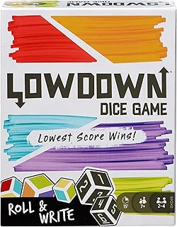 Mattel Games Lowdown Roll & Write Family Dice Game with Dry Erase Boards and Markers for 7 Year Olds and Up