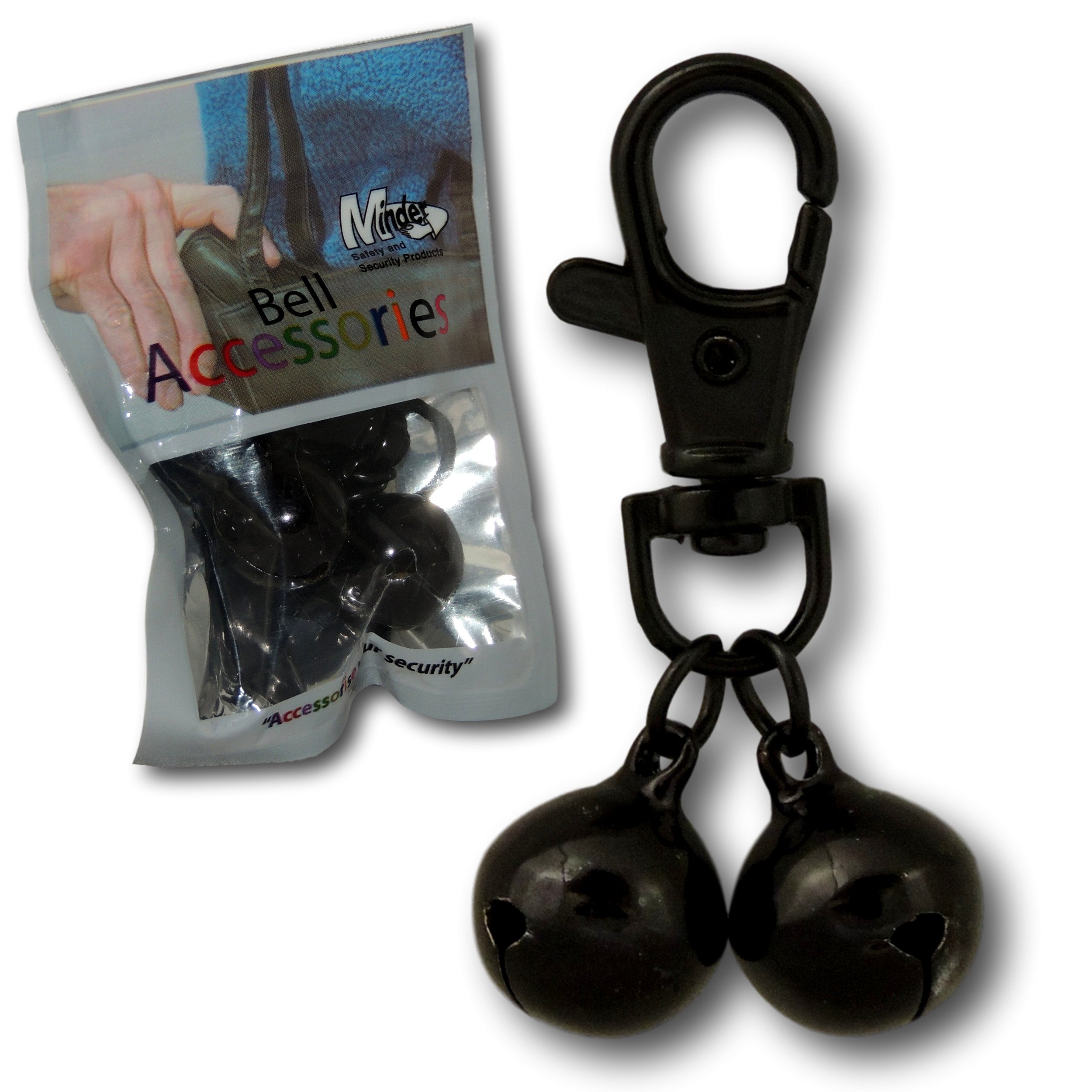 Minder Black Bell Accessories Handbag Purse Keys Wallet Phone Theft Pickpocket Holiday Twin Security Alarm Bells Attachment (Black)
