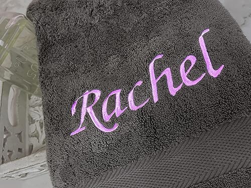 Miniatura 5 de Liberty21 Juego de toallas de baño y mano personalizadas con monograma. El juego incluye 1 toalla de baño y 1 toalla de mano. (gris oscuro)