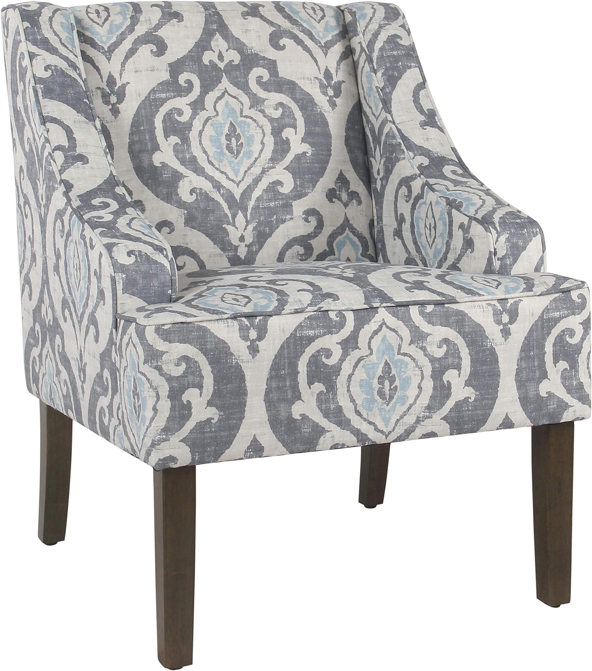 HomePop Velvet Swoop Arm Accent Chair, Blue