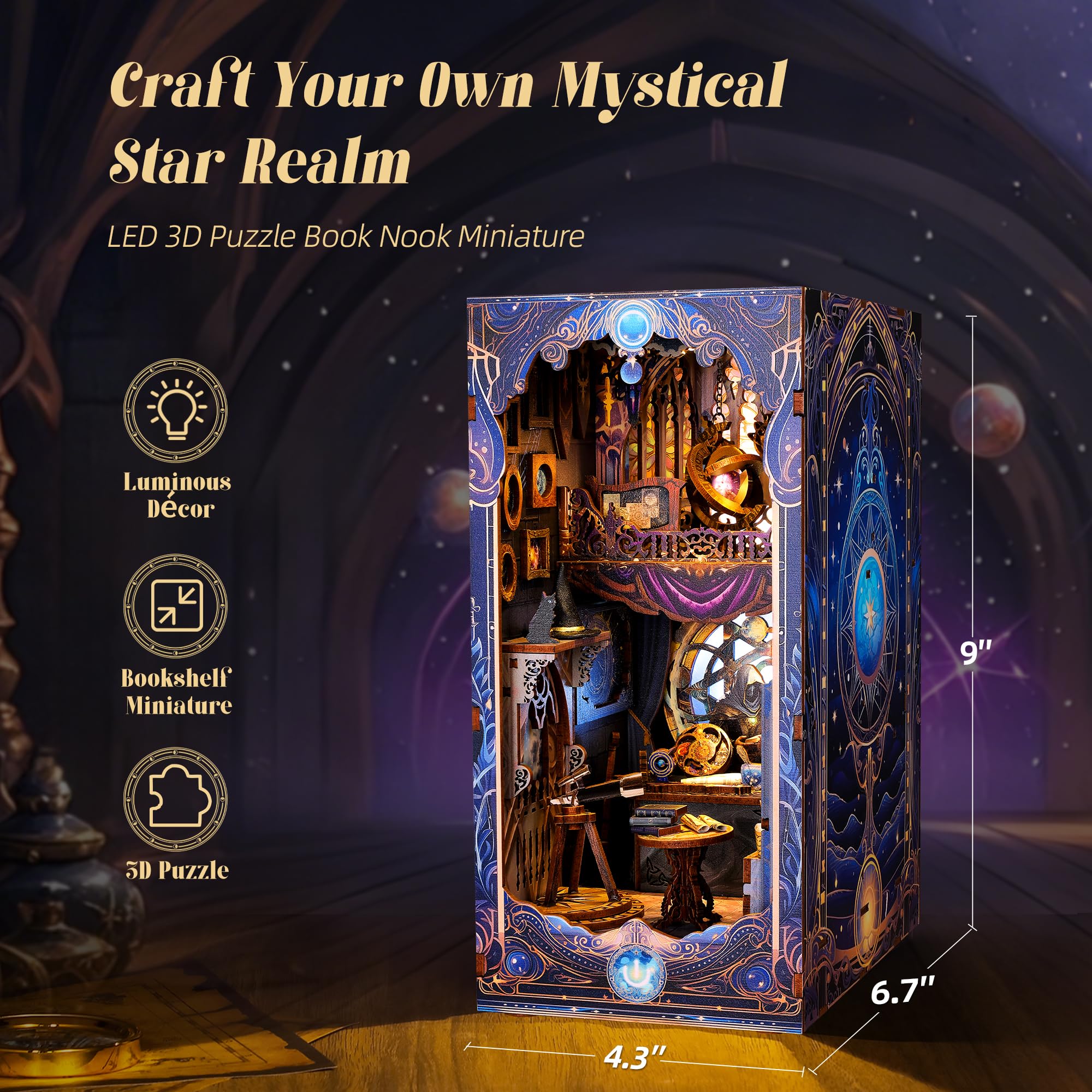 Amazon.com: FUNPOLA 3D Wood Puzzle Book Nook Kit, Astrology Star