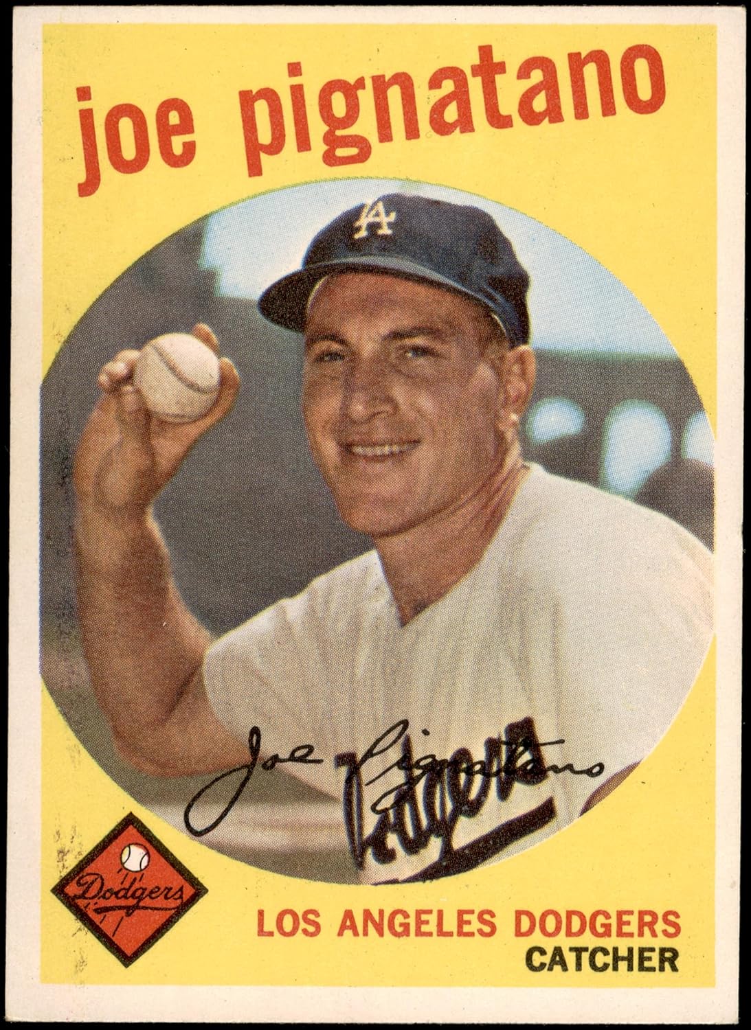 1959 Topps #16 Joe Pignatano Los Angeles Dodgers (Baseball Card) EX/MT Dodgers