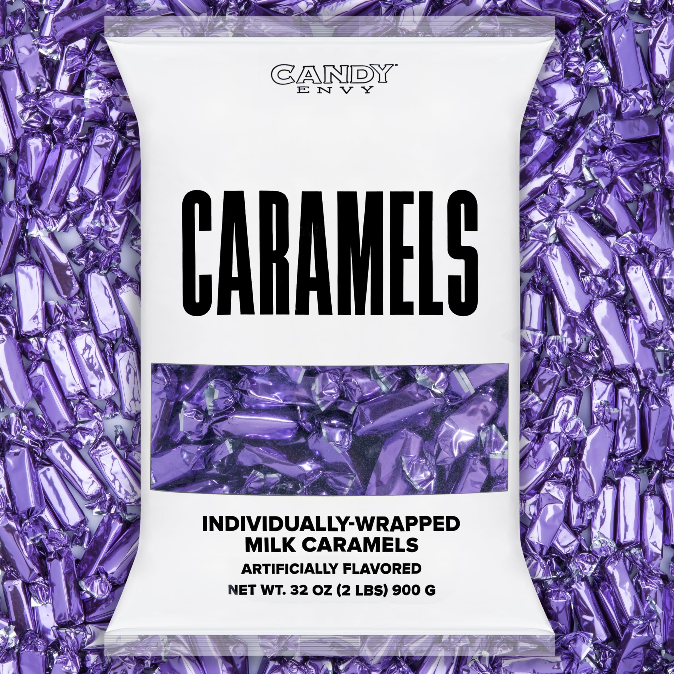 Candy EnvyIndividually Wrapped Caramels - Purple Wrapper - 2 Pound Bulk Purple Candy