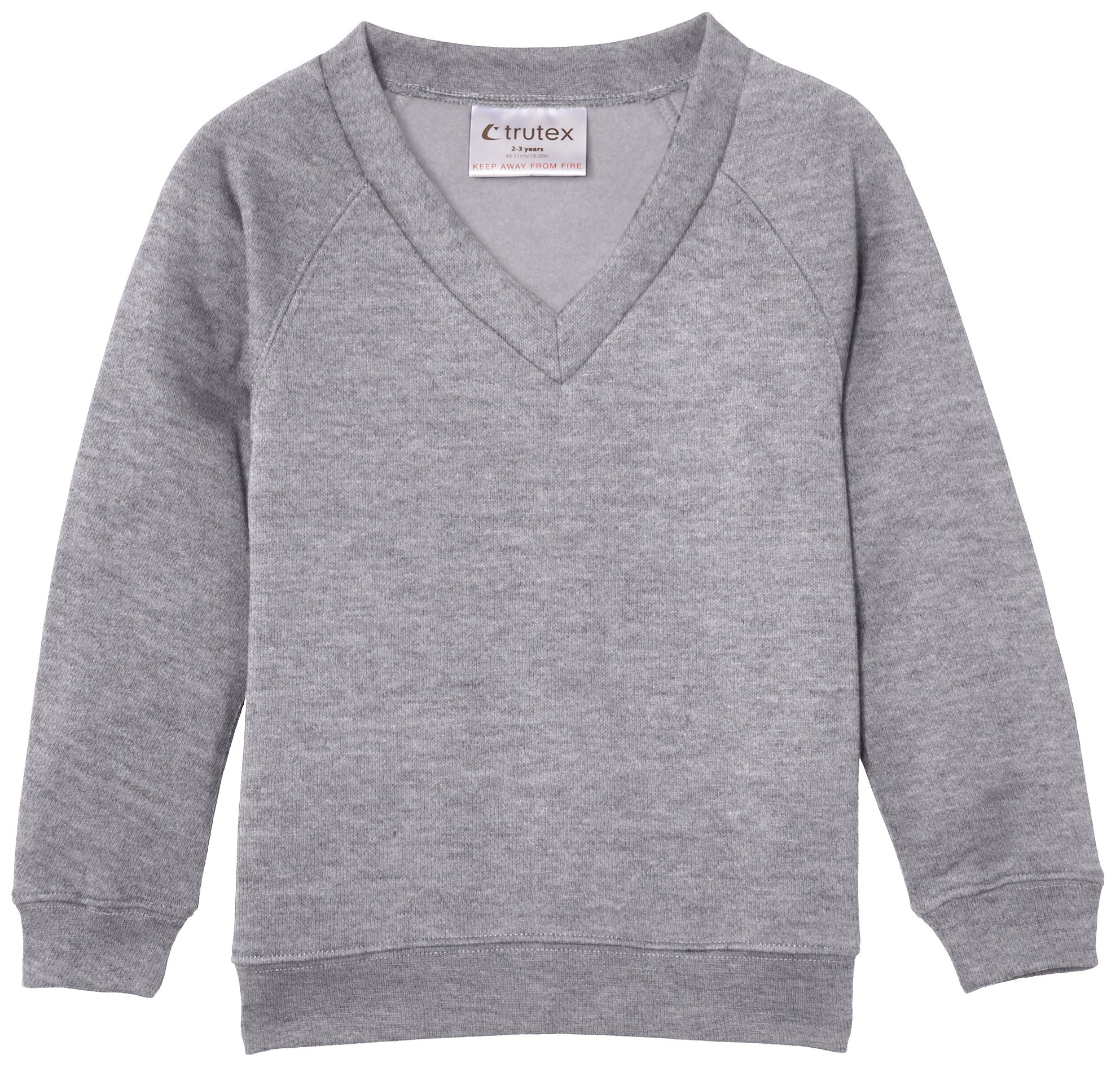 Trutex Unisex 260g V-neck Sweatshirt, Marl Grey, 16 Years UK