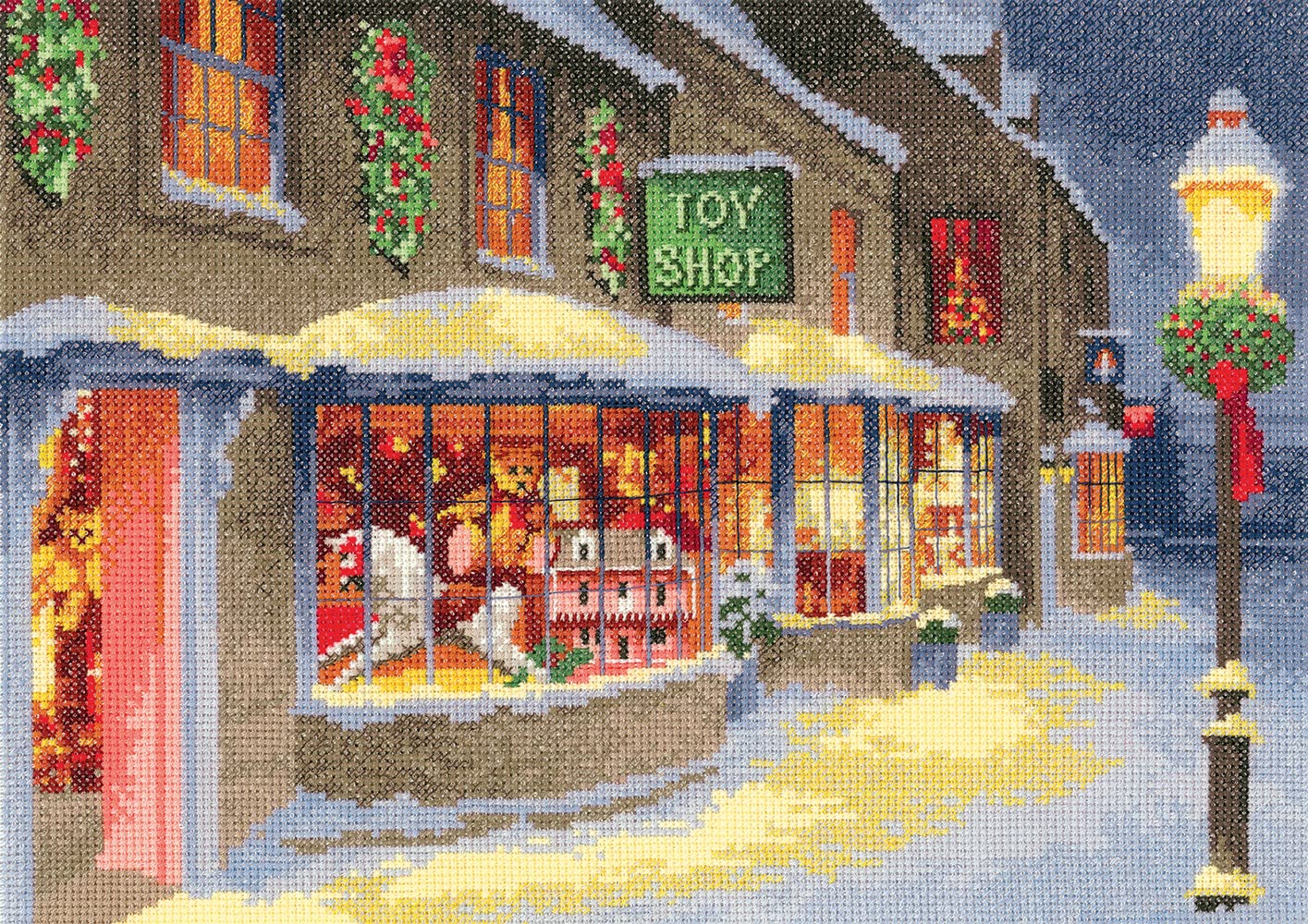 Heritage Kreuzstich Set 'Weihnachtsspielzeugladen' – 31x22 Cm, Mit Aida-Stoff, DMC-Garn, Nadel & Anleitung