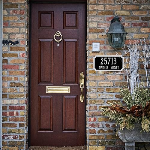 Vista 13 de Placa de dirección de metal personalizada, letreros de números para placa de pared de casa, letrero de dirección de nombre de calle, números de casa