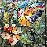 Qiuenisray Stained Glass Hummingbird Wooden Puzzle 200 Pieces - FSC Certified Unique Shape Jigsaw for Adults & Families, 11.2x11.2in