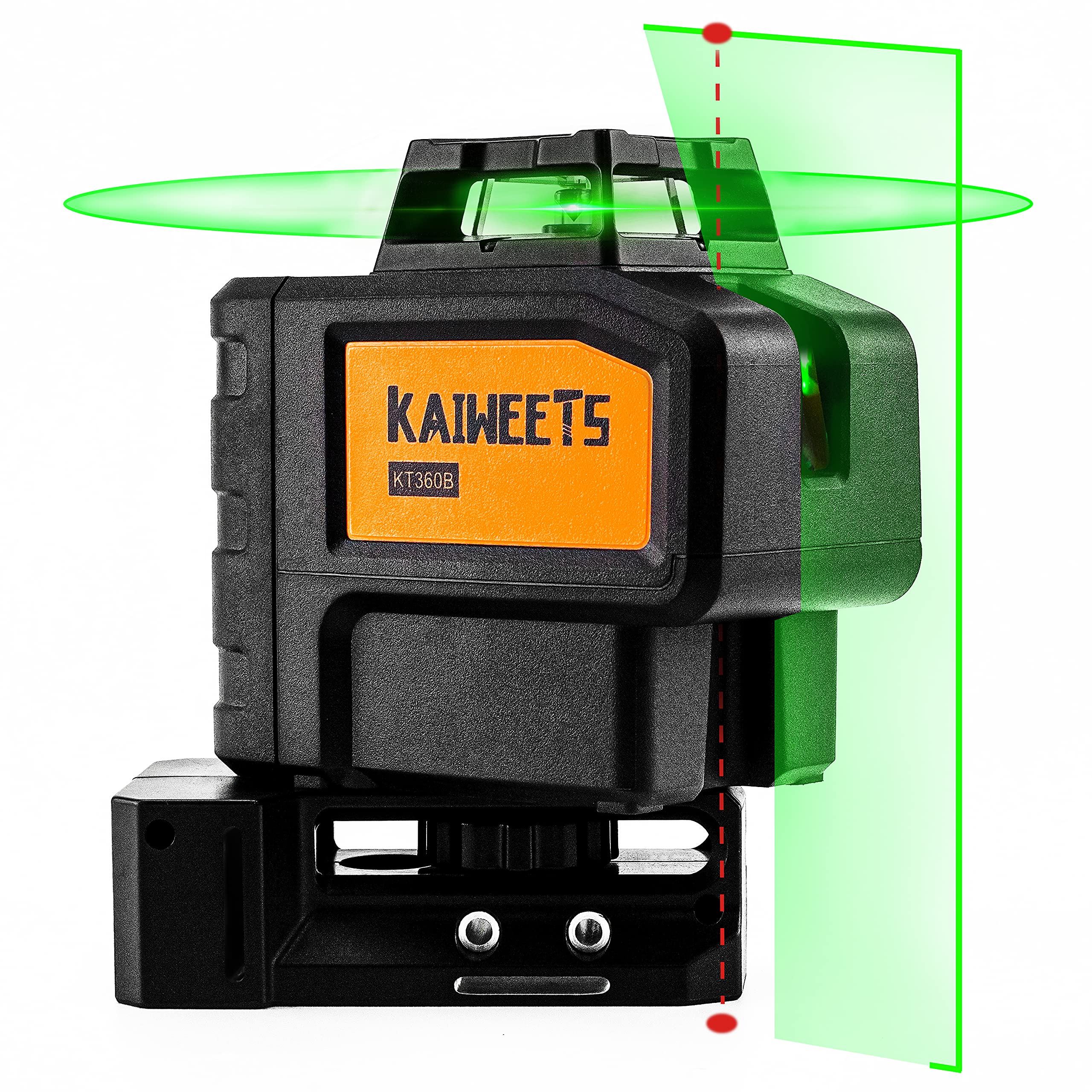 [Up to 40Hrs] KAIWEETS Self Leveling Green Laser Level, 360 Laser Line with 2 Plumb Dots, Constructi
