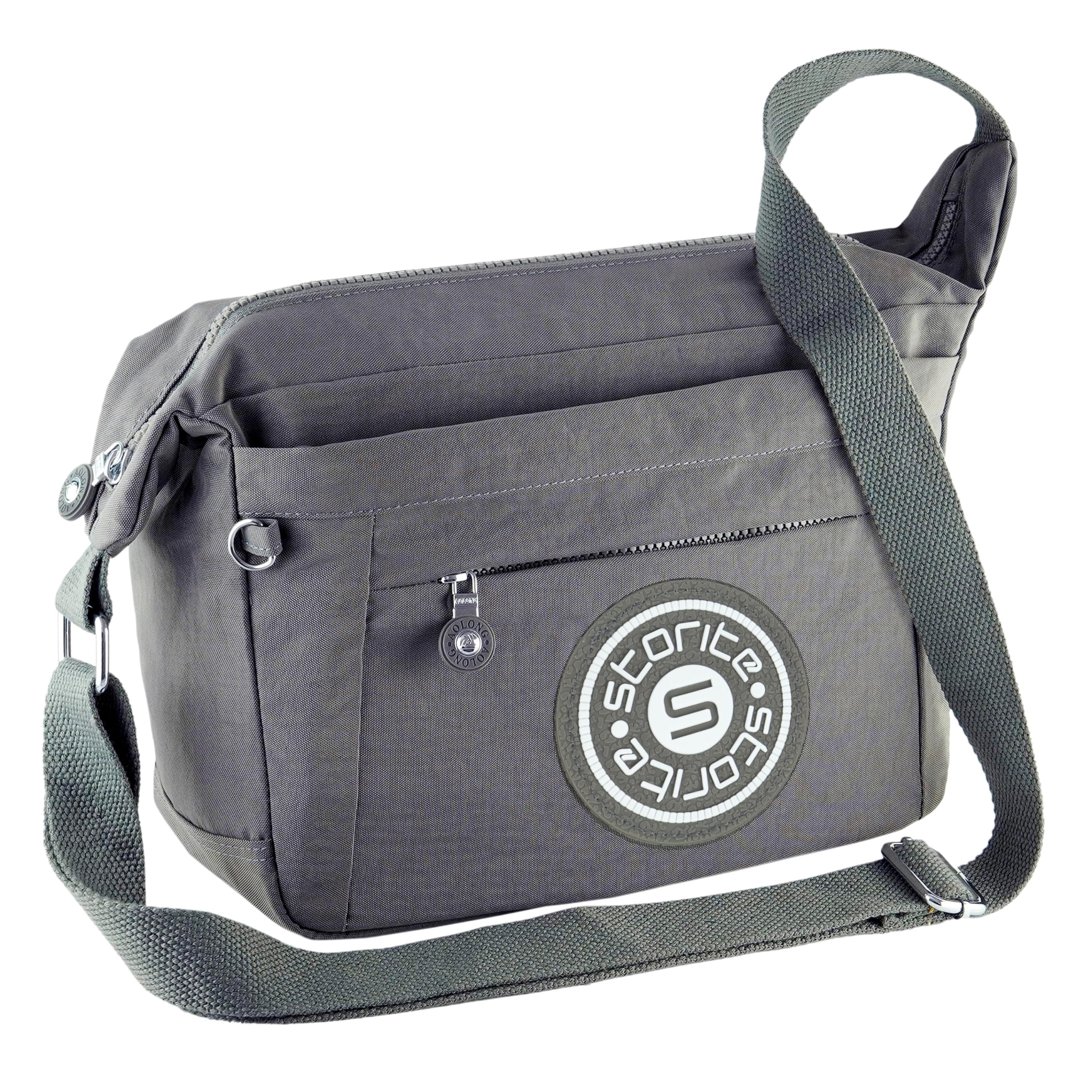 Storite Portable Nylon Stylish Small Multi-Pocket Zip Closure Sling Cross Body Travel Messenger One Side Shoulder Bag for Men & Women
