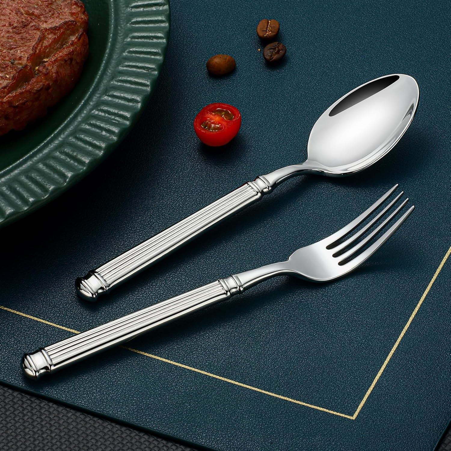 20-piece Forged Silverware Set for 4, Prendcyx 18-10 Stainless Steel Flatware Set Cutlery Set, Heavy Duty Fork Spoon Knife Set for Wedding Banquet Hotel Use, Mirror Polished and Dishwasher Safe