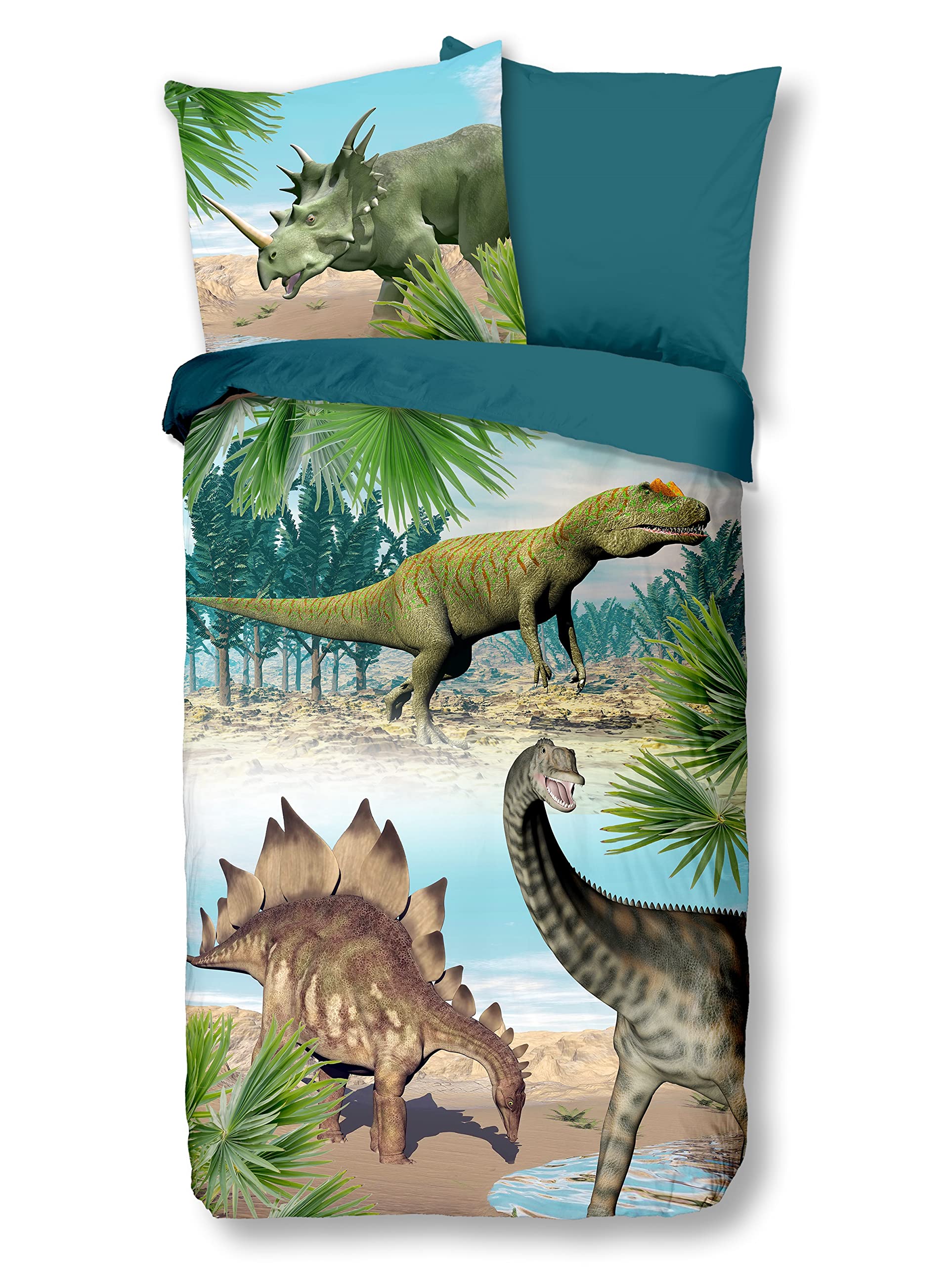 Parure de lit enfant en coton pastel pour une chambre style dinosaure