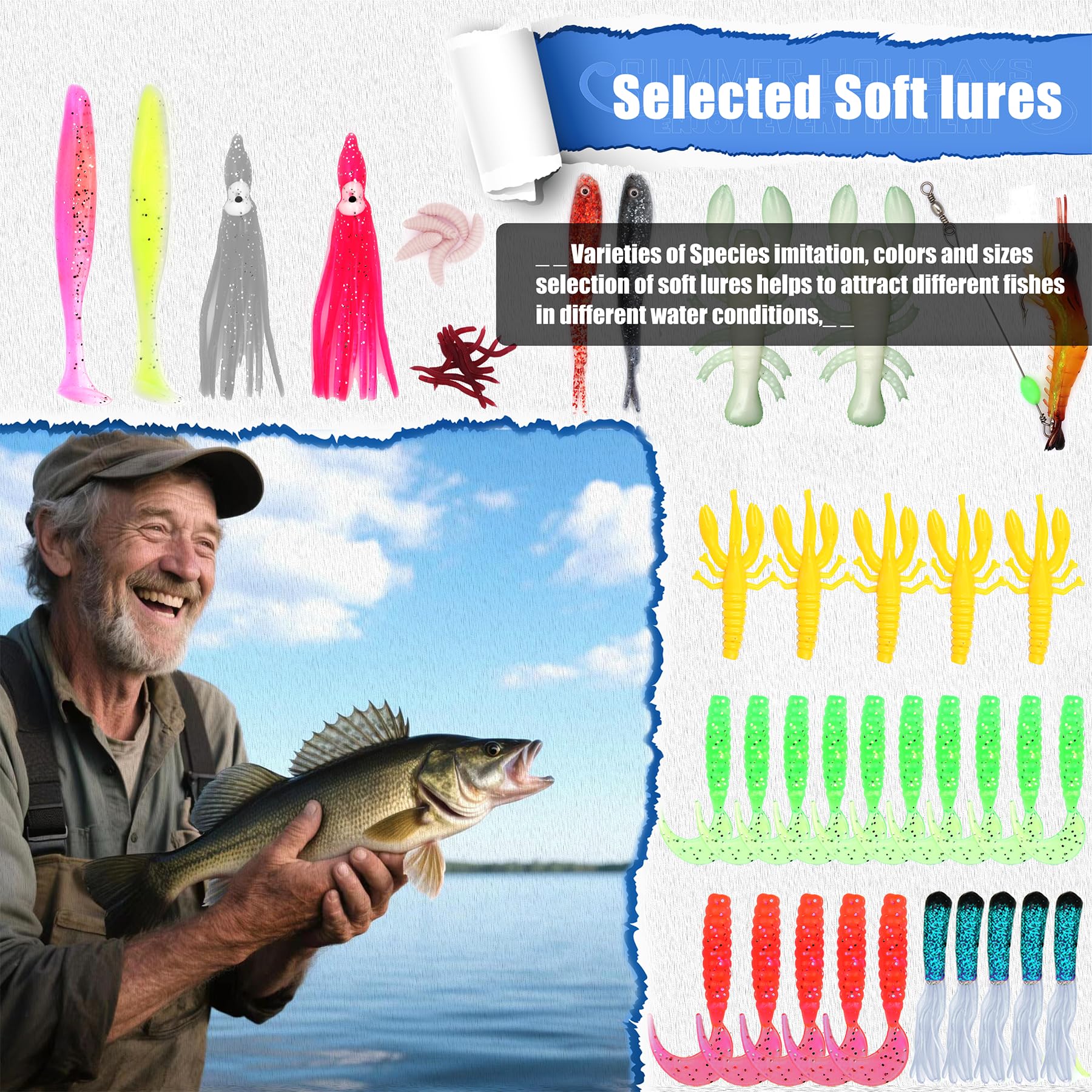 EXAURAFELIS Kit de leurres de pêche 142 pièces