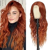 Vista 24 de Peluca larga rosa para cosplay, peluca sintética de 28 pulgadas con raya en el medio, regalos realistas, pelucas de fiesta para mujeres, uso diario