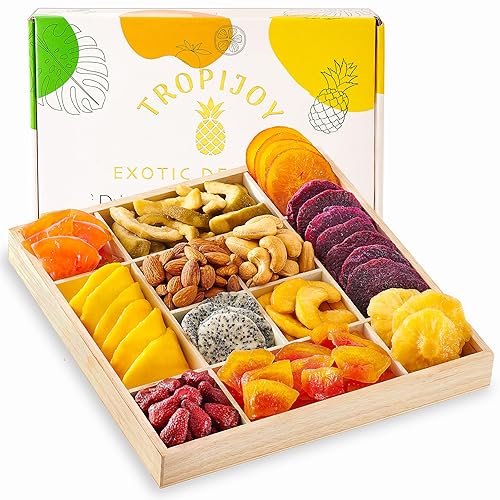 Vista 10 de Cestas de regalo de frutas secas para mujer, 10 cajas surtidas tropicales gourmet, cesta de frutas secas suaves de 18 onzas, regalos de alimentos