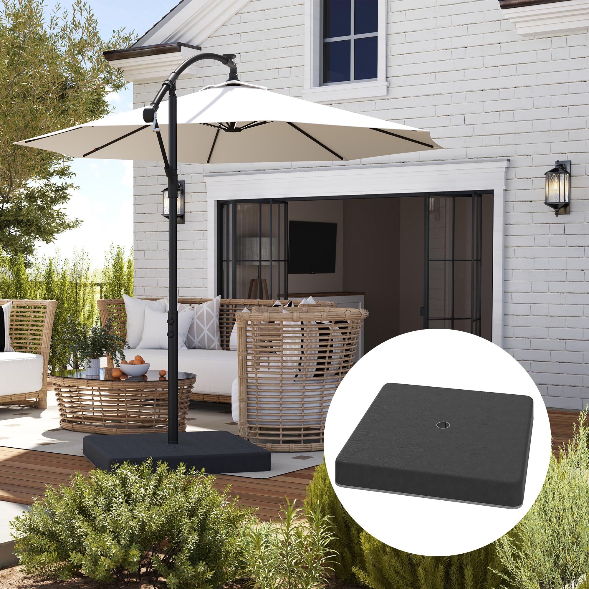 Outsunny Juego de 4 Pesas 80 kg para Base de Sombrilla de Voladizo Negro