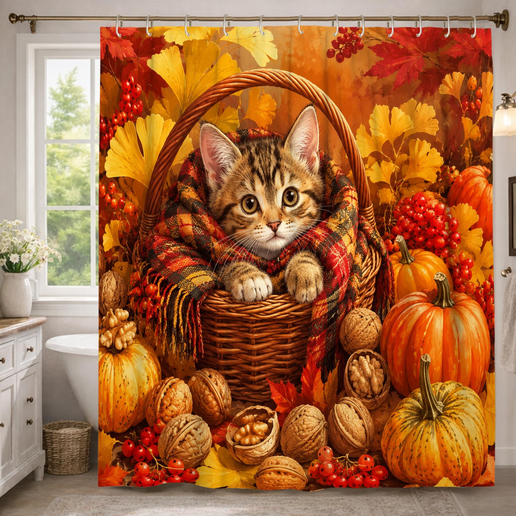 Rideau de douche polyester de qualité supérieure grand format décoration chat fantaisie