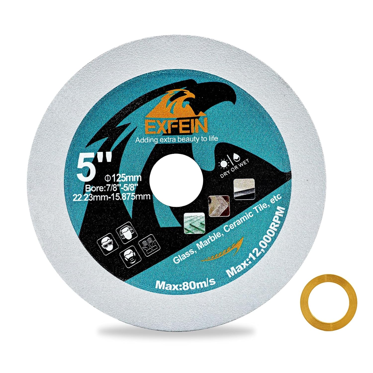 Glass Cutting Disc 125mm 5pcs Ultra-Thin Diamond Blade Wheel Diamond Cutting Disc for Glass Jade Wine Bottles Tile Ceramic Marble