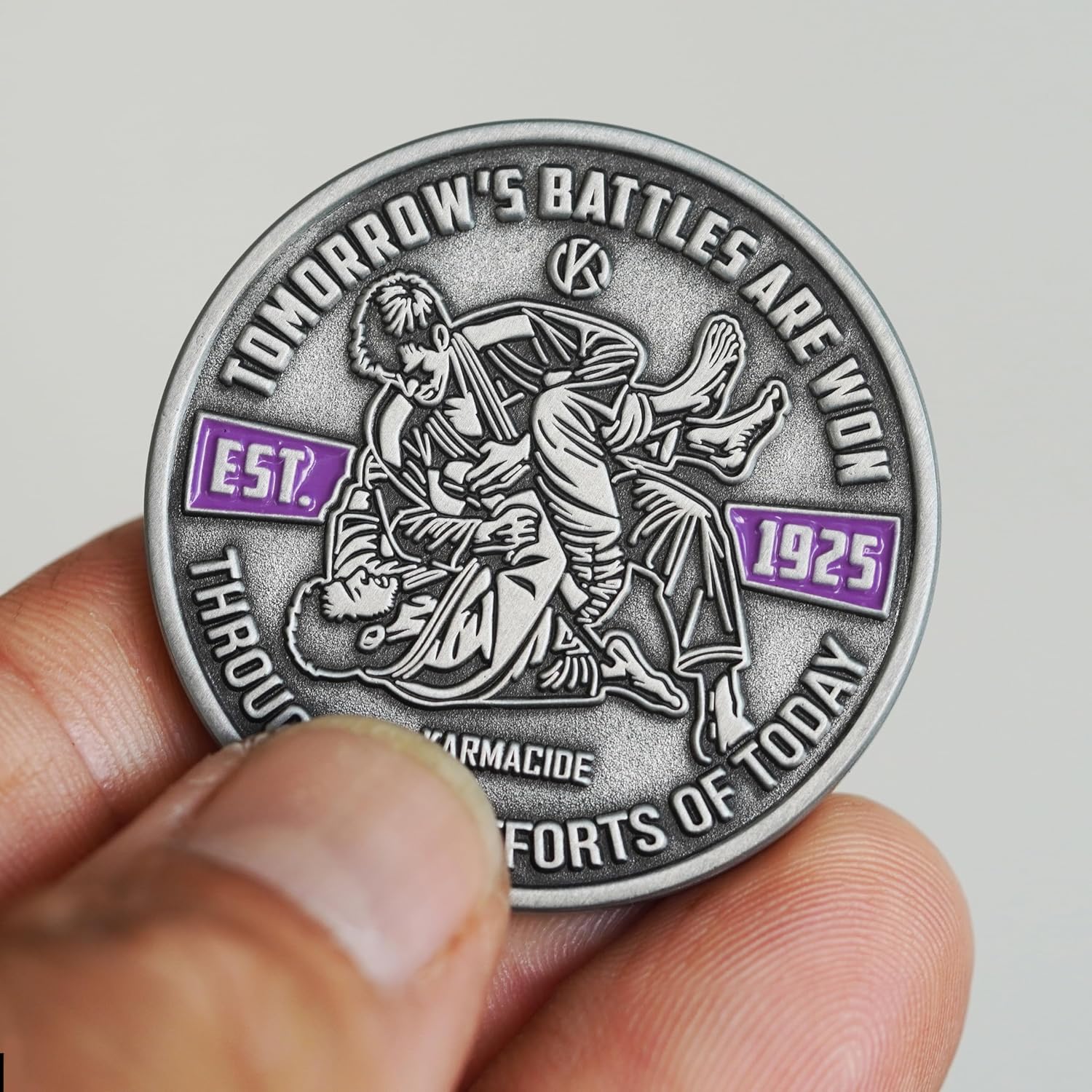 Brazilian Jiu Jitsu Belt Rank Challenge Coin – BJJ Martial Arts Collectible, Jiu Jitsu Belt Promotion Coin, Gift for Instructors, Students, Dojo Training Award, Jiujitsu Souvenir (Purple Belt) image 2