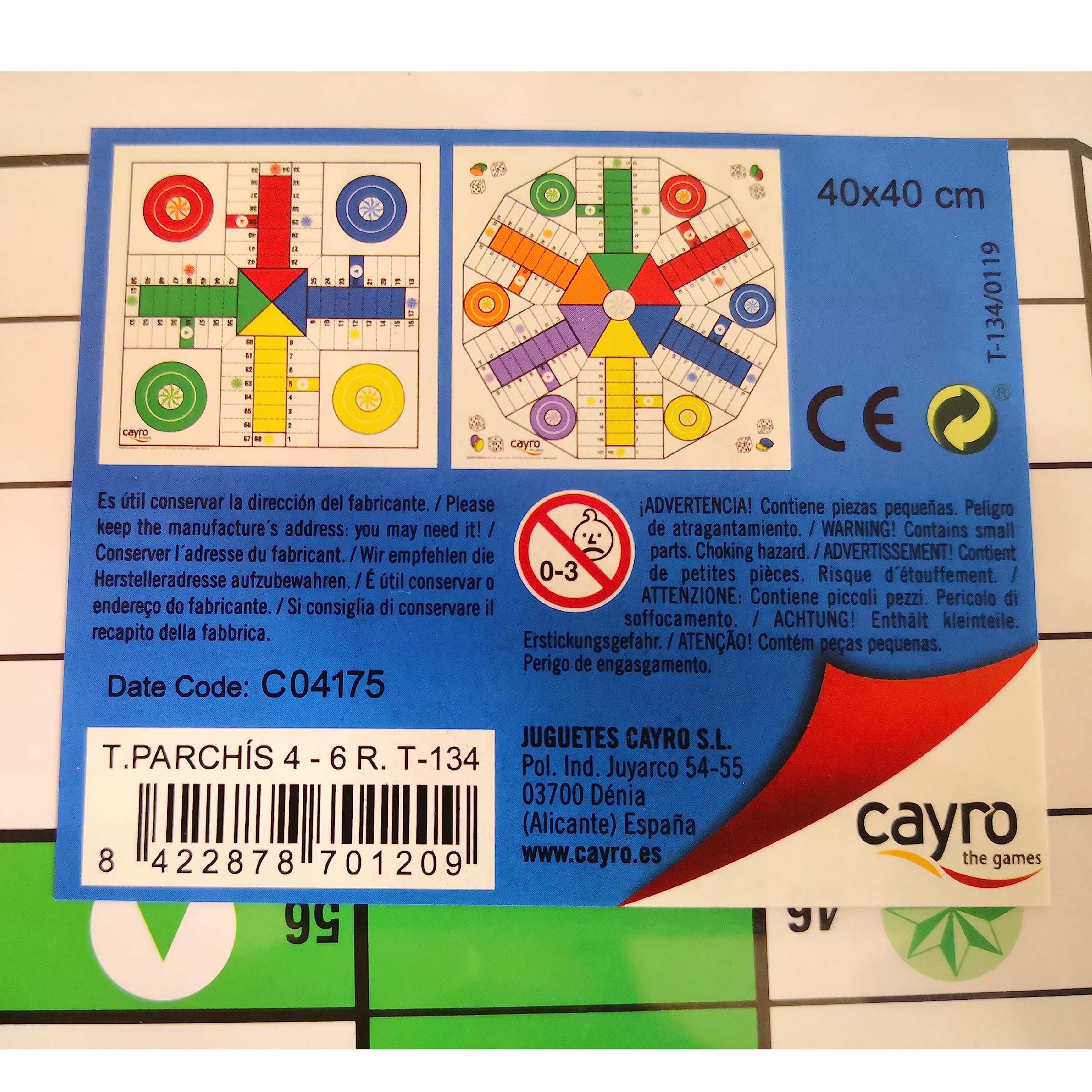 Cayro T-131/A Gioco Da Tavolo In Legno 2 In 1: Parcheesi E Gioco Dell'Oca – 33x33 Cm, Per Famiglie