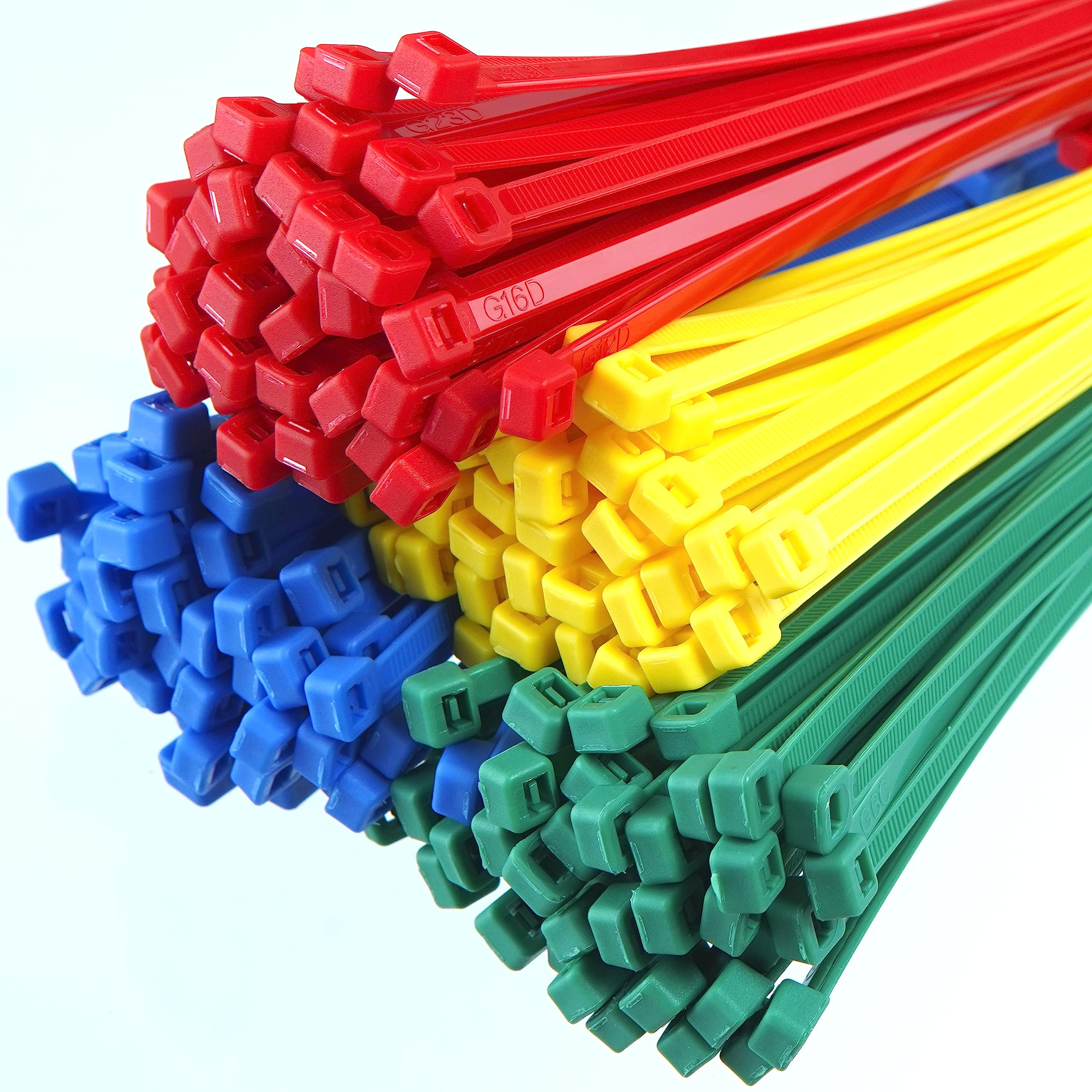 Coloured Cable Ties - 50 pcs Each Colour, 200x4.8 mm Mixed Zip Ties for Secure Cord Management - Heavy Duty Cable Ties Up to 54.4 kg Tensile Strength - Auto-Locking Nylon Tie Wraps - Just Cable Ties