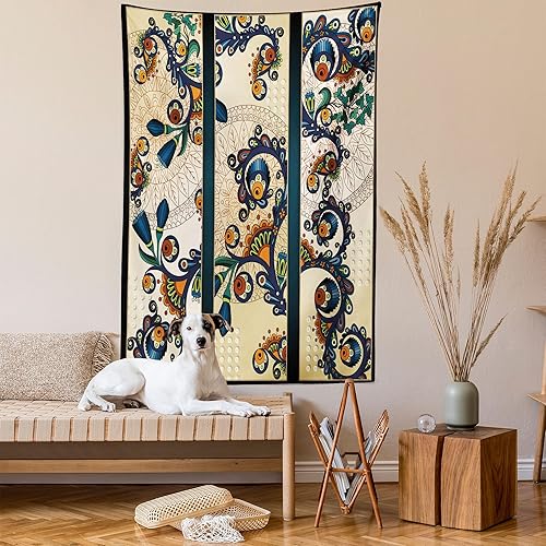 Miniatura 2 de Lunarable Tapiz abstracto, diseño floral de cachemira batik, adorno dibujado a mano, decoración de tela para colgar en la pared para dormitorio