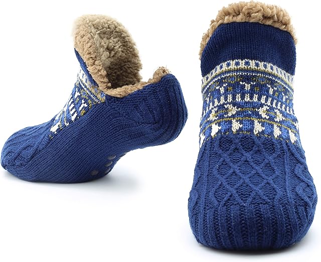 CityComfort Slipper Fluffy Socks for Women Men Heat Holding Sock Knitted Socks Wool Sherpa Fuzzy Bed Slippers One Size Non Slip