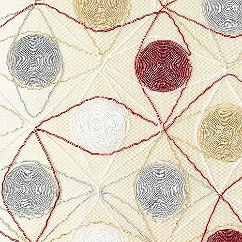 Miniatura 4 de Violet Linen String Art - Patrón de bordado geométrico, poliéster sintético sedoso, dorado, 18 x 18 pulgadas, funda de almohada decorativa