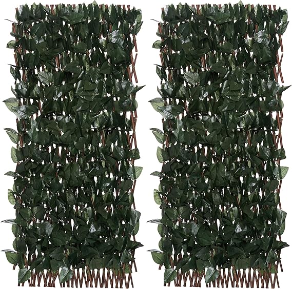 Compass Home Set of 2 Expandable Faux Ivy Privacy Fences