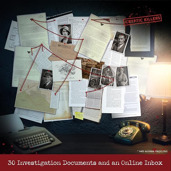 Unsolved murder mystery game - Cold Case Files Investigation - CRYPTIC KILLERS - Detective Evidence & Crime File - individuals, date nights & party games- Murder at Merivale Manor