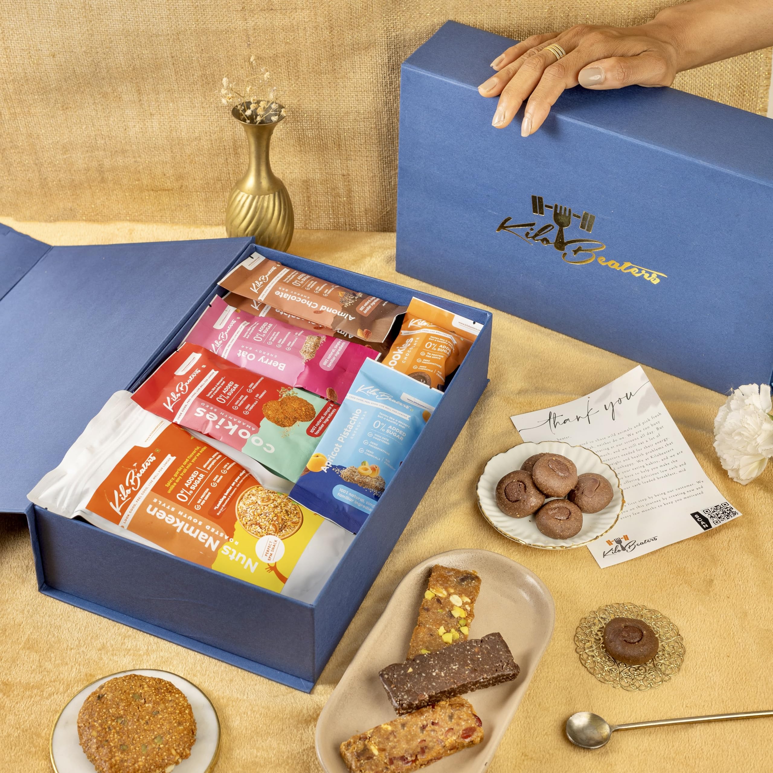 KILOBEATERS Fuel for Success Snack Box – 16 Keto-Friendly Snacks | High Protein Bars, Cookies, Toffee & Nuts | Berry Fix, Apricot Fix, Almond Chocolate, Amaranth & Chocolate Cookies, Date Toffee, Nuts Namkeen, Ditch the Candy-image-17