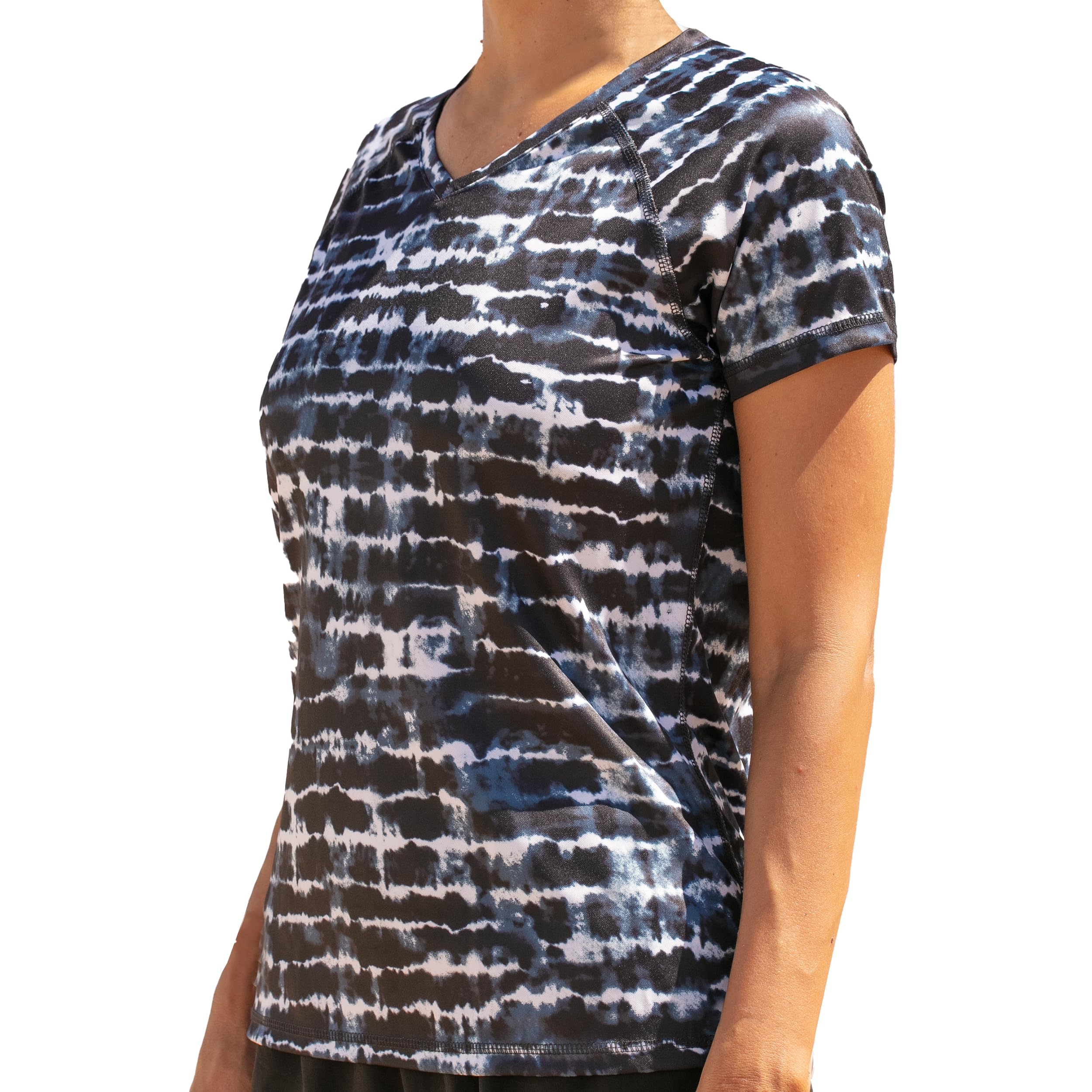 Kanu Surf Womens UPF 50+ Short Sleeved Active Swim Shirt Rashguard & Workout Top, Harmony Navy, Medium