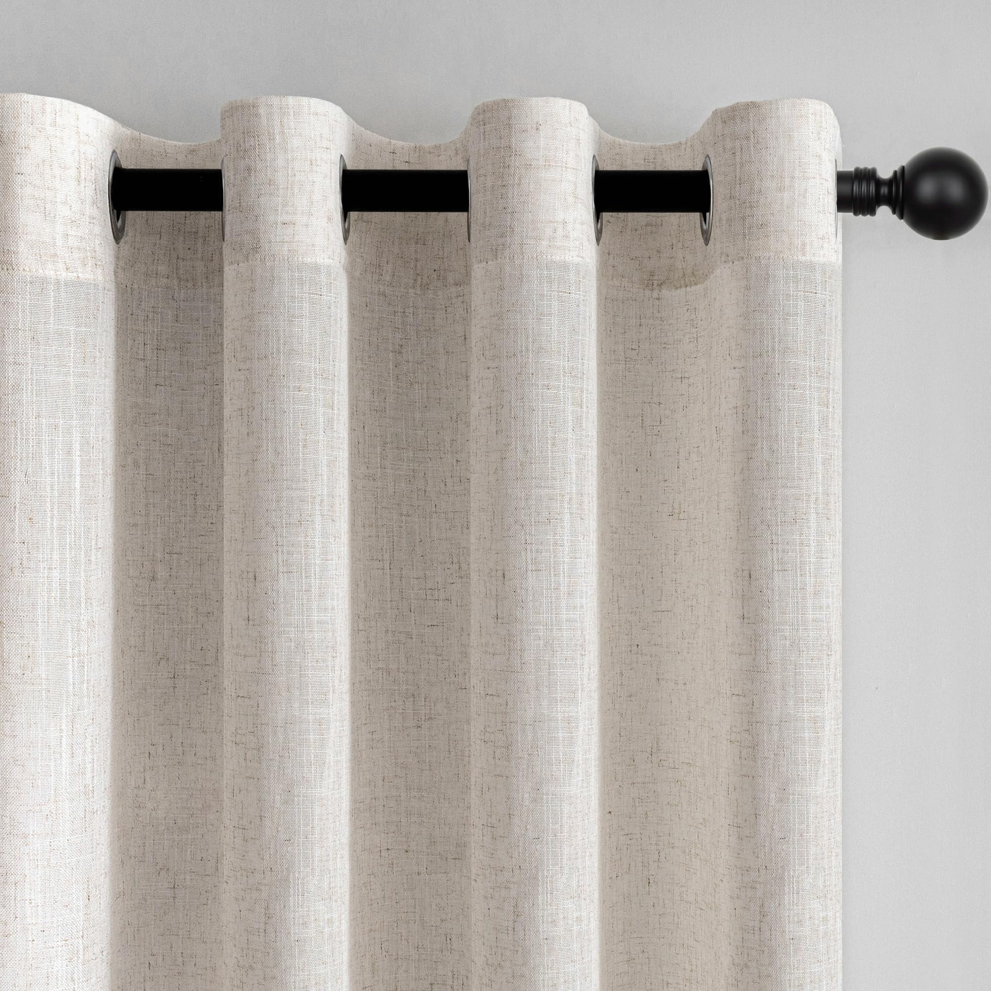 MYSKY HOME Vorhänge Gardinen Extra Breite ElfenbeinWeiß-H240 x B300 1PC cm Gardine mit Ösen Leinen für Wohnzimmer Modern Schlafzimmer Vorhangschals Halbtransparent Natural Boho Landhaus Dekoschal