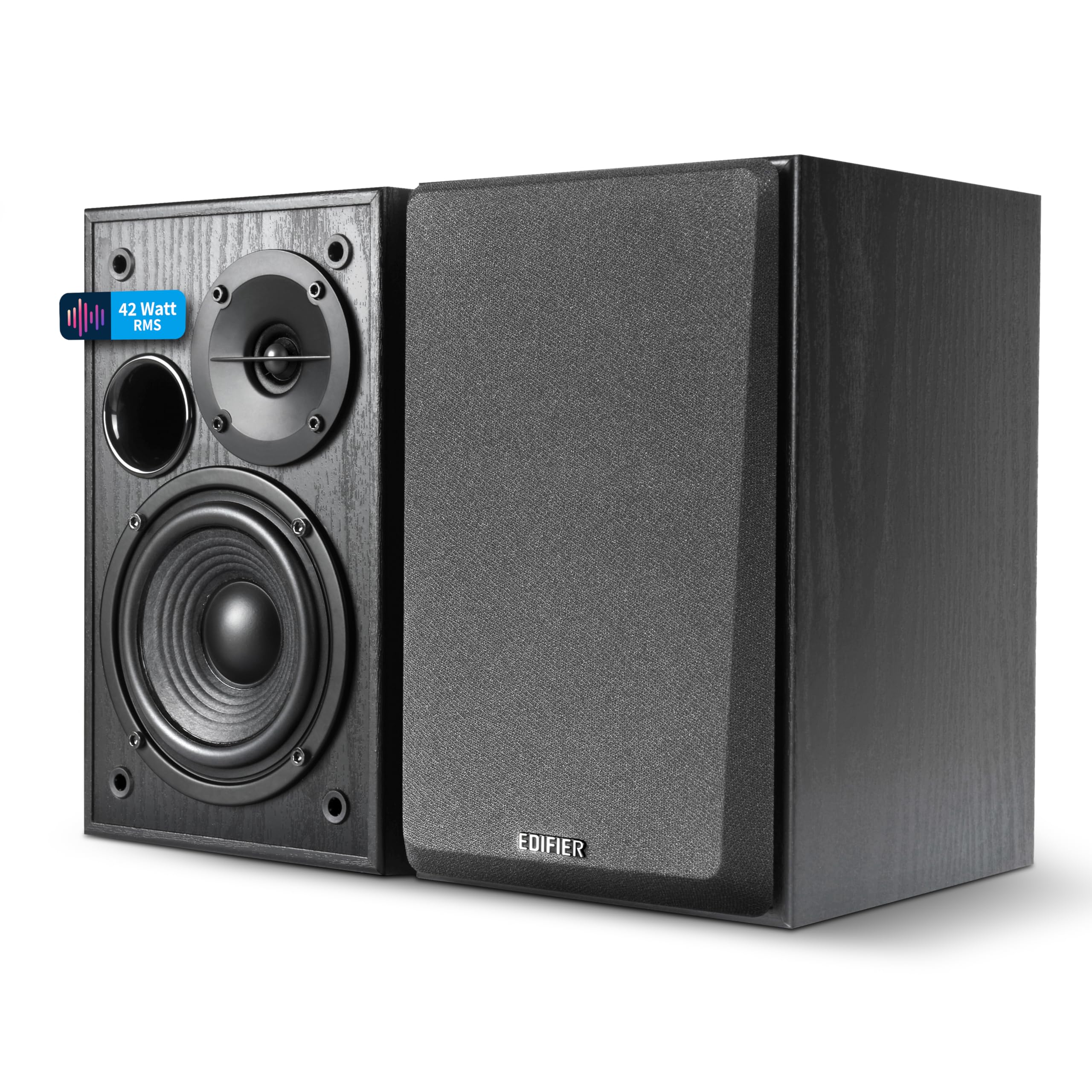 Edifier R1100 Enceintes Actives – 42W RMS Avec Bass-Reflex – Réglage Rrécis Du Son – Entrées RCA + AUX – Boîtier En Bois MDF Elégant – Idéal Pour Musique & Films – Noir