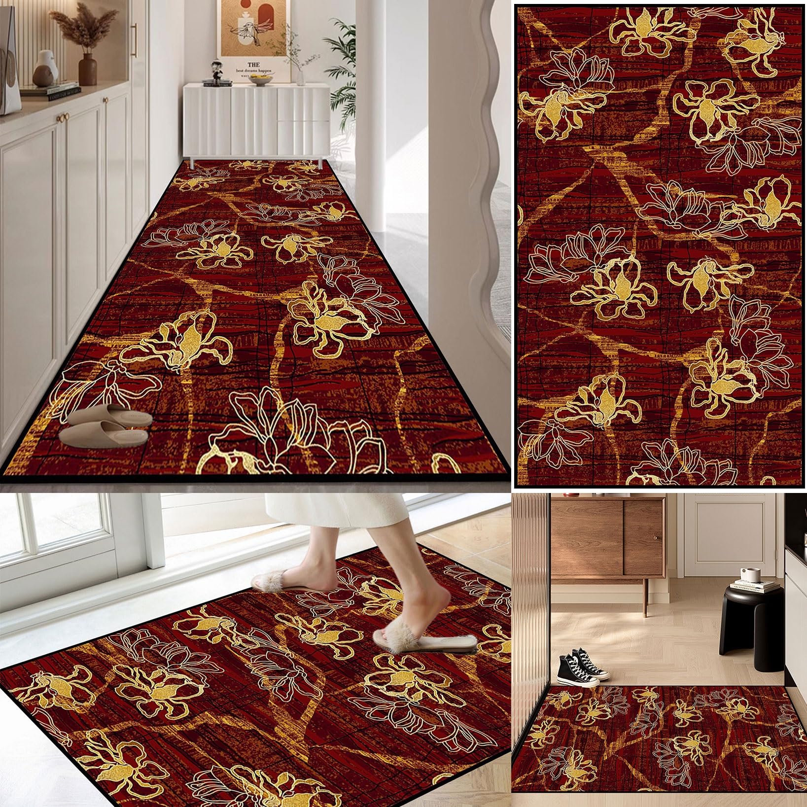 Alfombra protectora de suelo de 55 x 340 cm antimanchas vintage