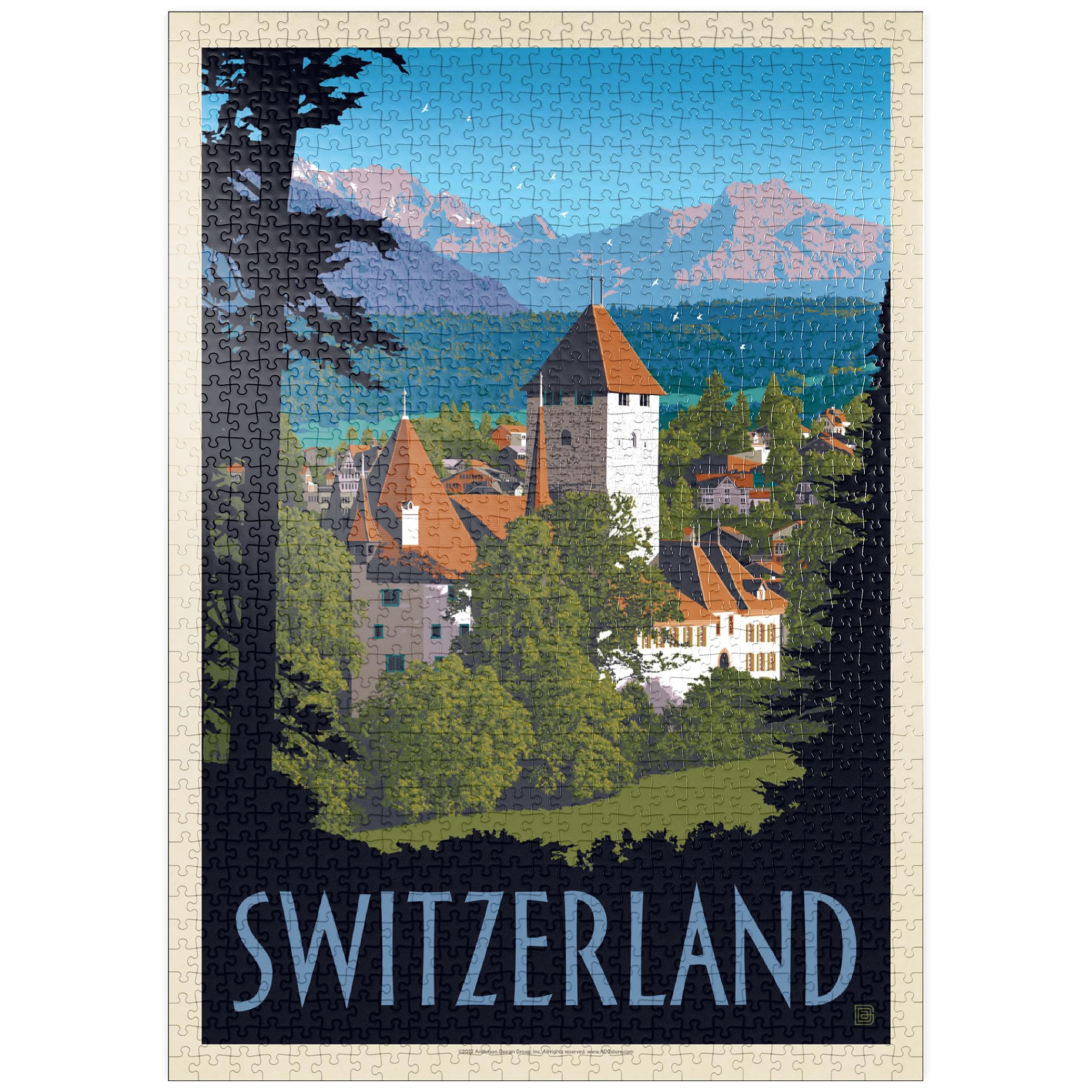 Switzerland, Vintage Travel Poster - Premium 1000 pieces Puzzle - MyPuzzle special collection from Anderson Design Group