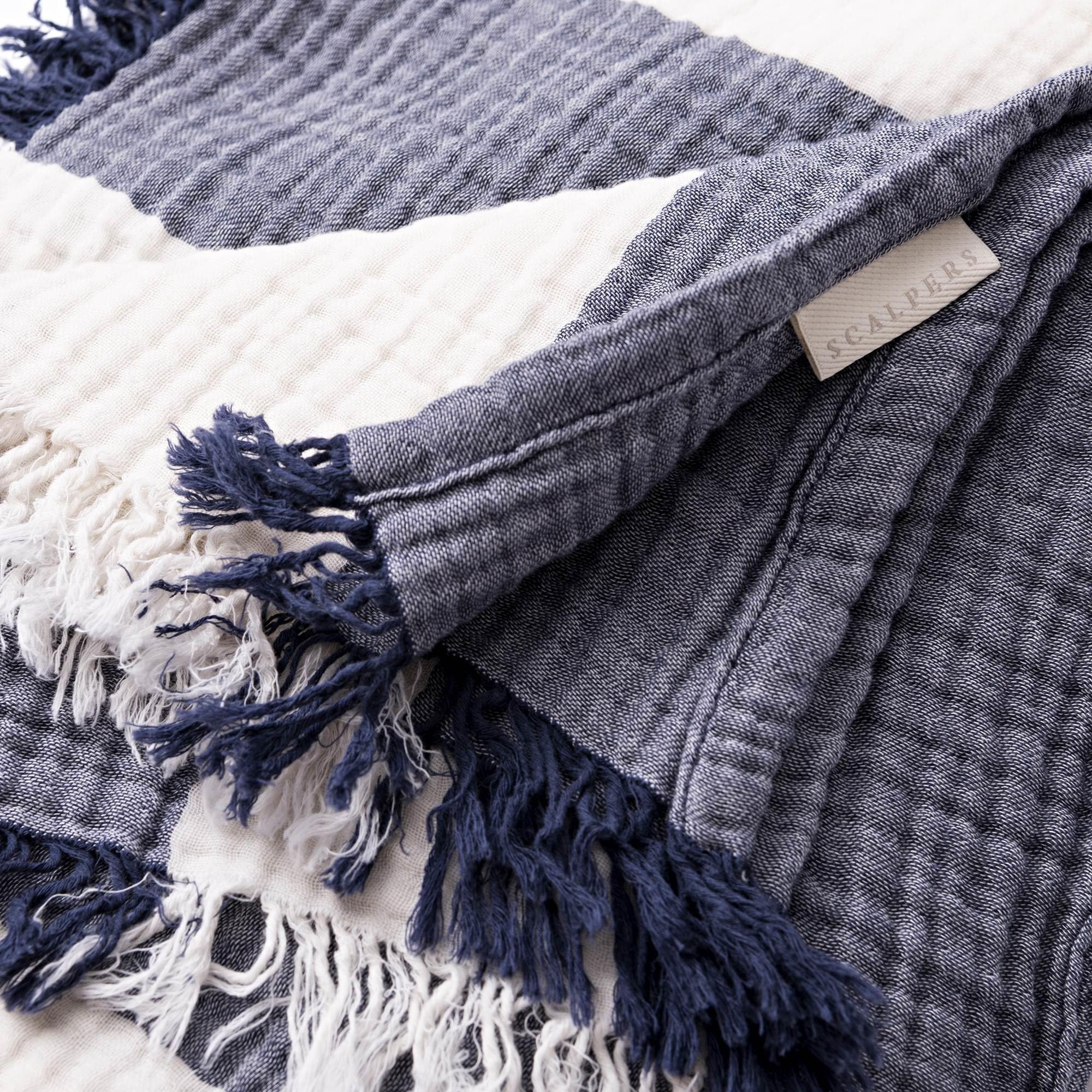 Scalpers – Suave Manta Rayas 140x190cm 100% Algodón 240gsm Navy Mediterranean Home SC