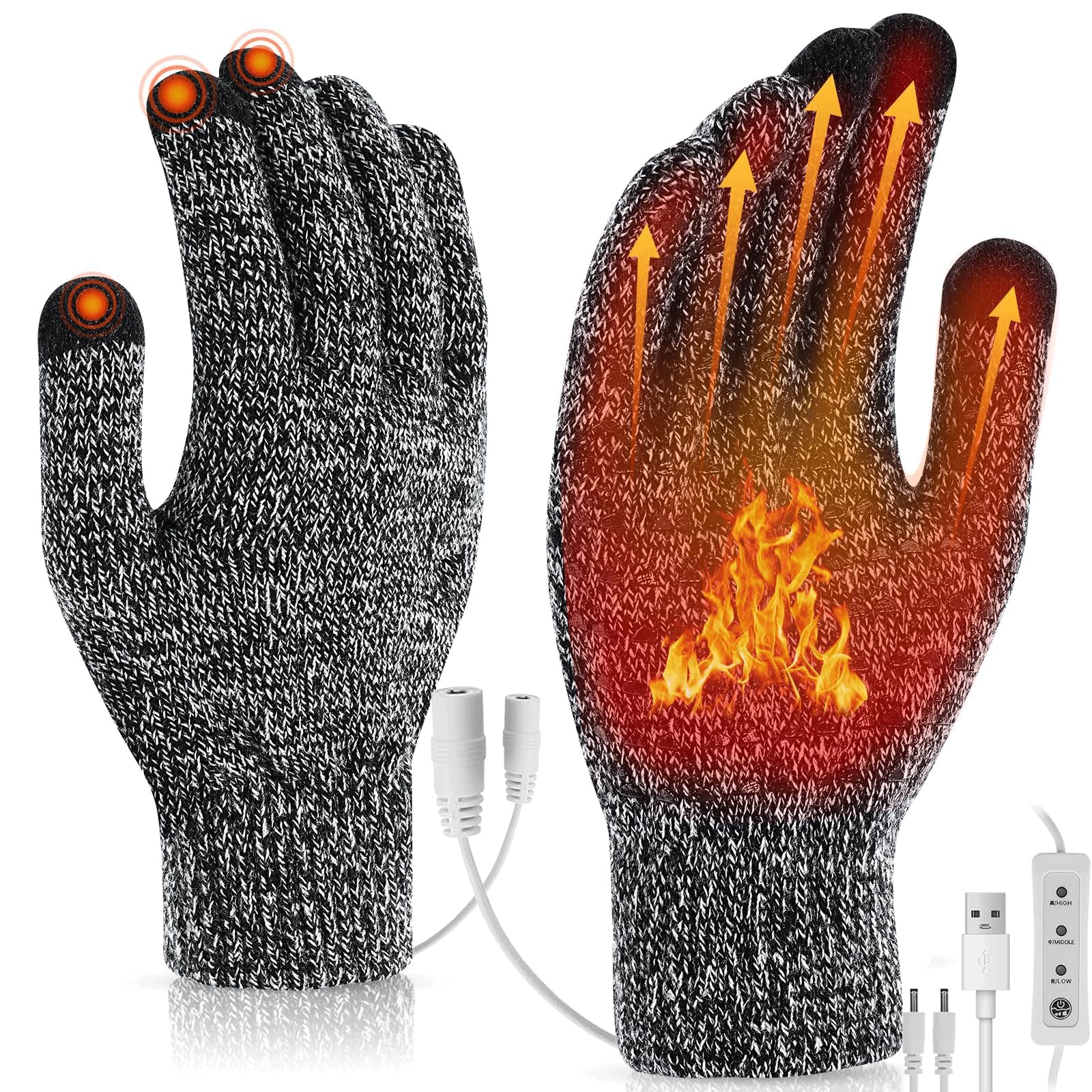 USB-beheizte Handschuhe Mit 3 Stufen - Touchscreen Tauglich Für Winteraktivitäten