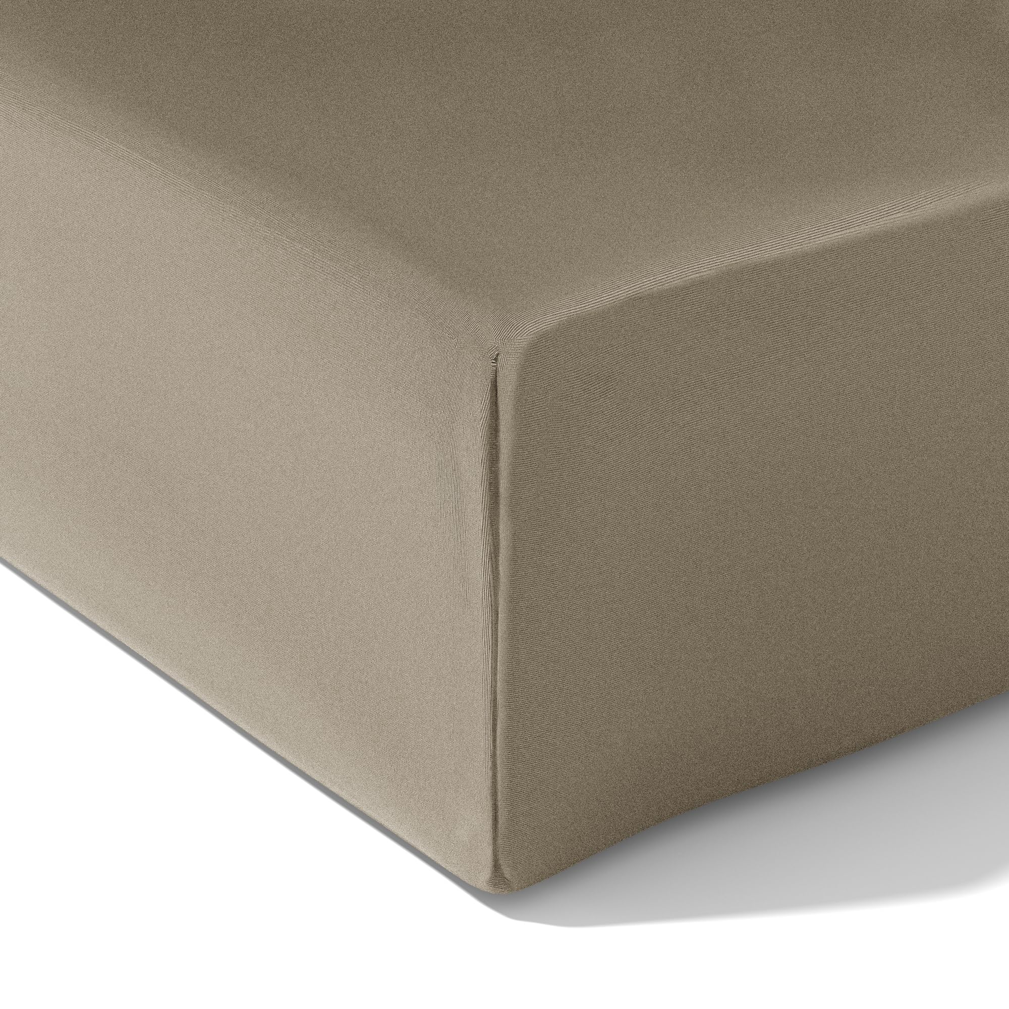 wyewye Double Fitted Sheet, Khaki, 135x190 cm with 40 cm Super Deep Pocket, Microfiber Fabric Bed Fitted Sheets, Breathable