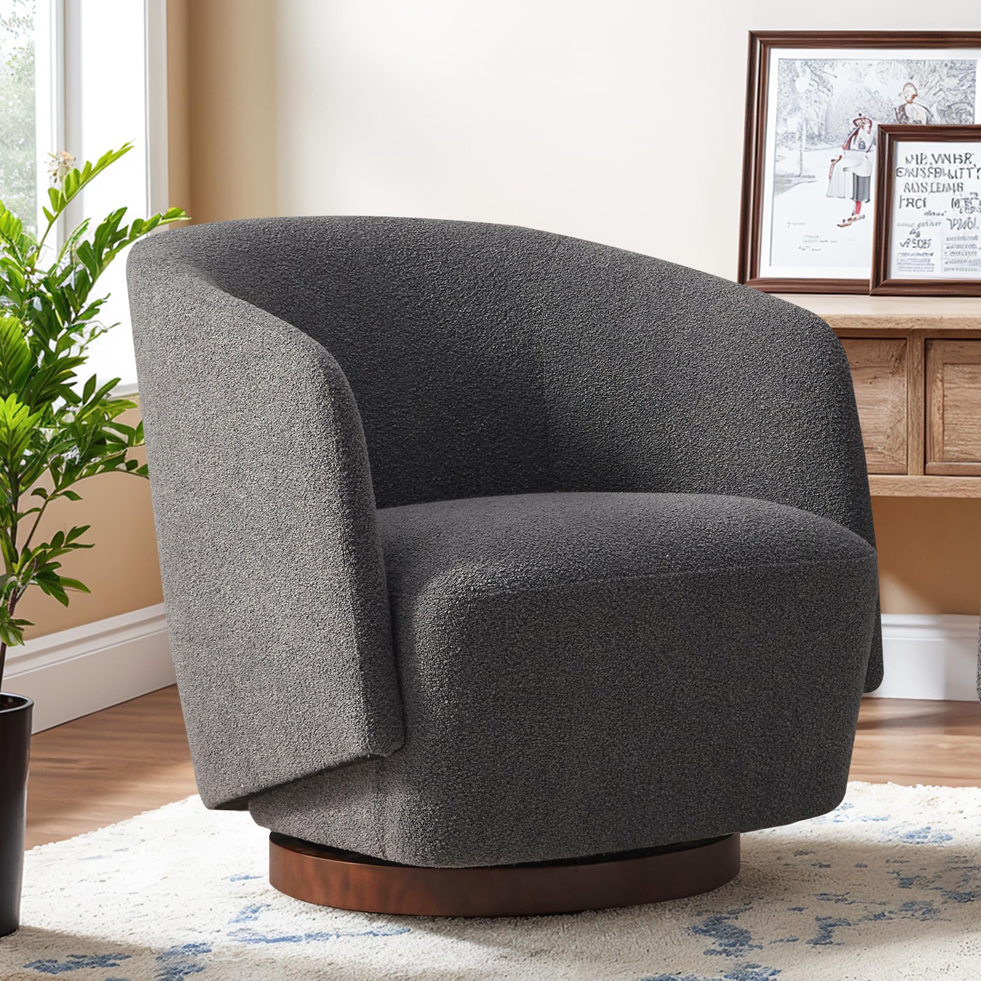 Amazon.com: Zihanhome Boucle Swivel Accent Chair, No Assembly