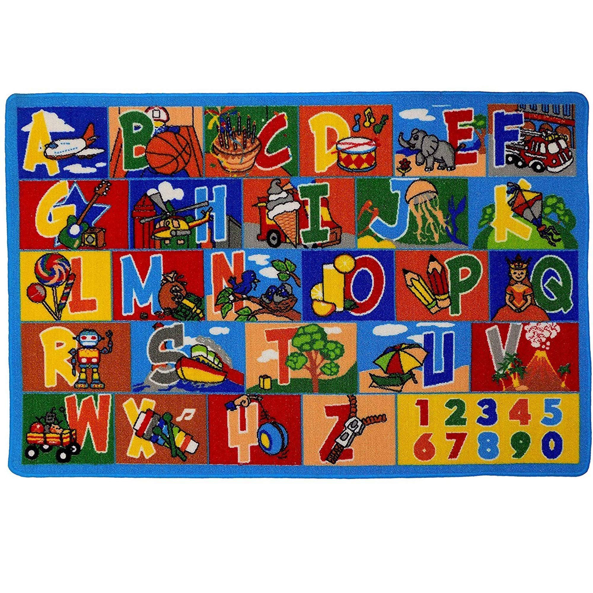 Mybecca Kids Rug ABC-1 Numbers Area Rug 5x7 (Approx : 4'11" X 6' 10") Non Slip Gel Backing