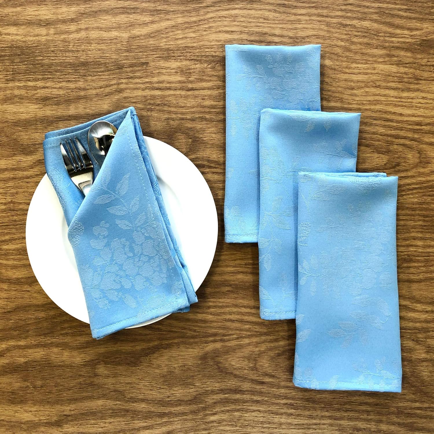 CAIT CHAPMAN HOME COLLECTION Solid Color Spring Garden with Butterflies and Flowers Jacquard Woven Tablecloth and Napkin (70" x 108" Rectangular, Coral)